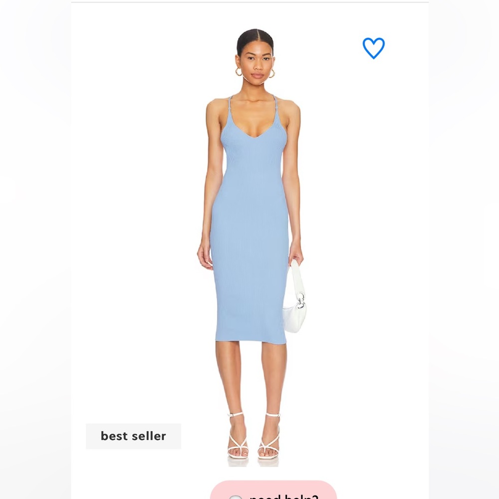 superdown Light Blue Backless Ribbed Midi Dress